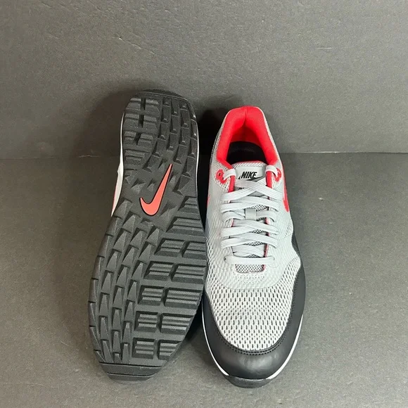 Nike Air Max 1 Golf Shoes Men's Size 10.5 Spikeless Gray Red Cleats CI7576-002